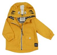 Žlutá šusťáková jarní bunda s kapucí - tygr F&F