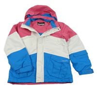 Modro-bílo-růžová šusťáková zimní bunda s odepínací kapucí Celstus