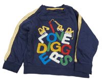 Tmavomodrá mikina s nápisom a bagrami Mothercare