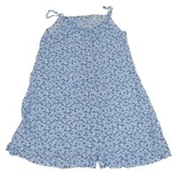 Modré lehké propínací květované šaty F&F