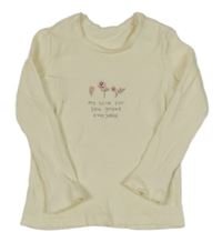 Smetanové žebrované triko s kytičkami George 