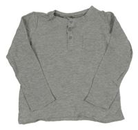 Sivé rebrované tričko s vreckom Pocopiano