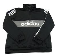 Černo-šedá sportovní funkční mikina s logem Adidas 