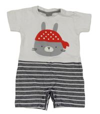 Bílo-tmavomodrý kraťasový overal se zajíčkem Kangaroos