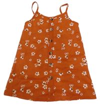 Tehlově červené kvietkovane šaty Primark