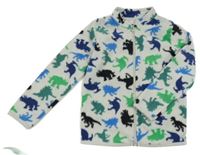 Svetlosivá fleecová prepínaci mikina s dinosaurami