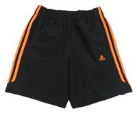 Černé sportovní kraťasy s oranžovými pruhy Adidas 