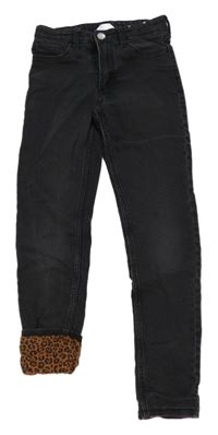 Tmavosivé podšité teplákové skinny fit rifle H&M