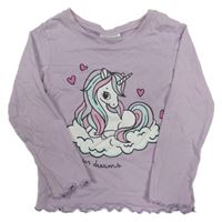 Levandulové triko s jednorožcem H&M