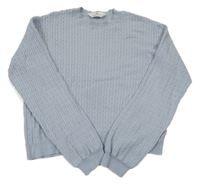 Svetlomodrý copánkový crop sveter H&M