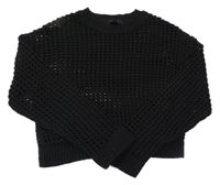 Čierny ažurový crop sveter New Look