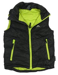 Čierno-zelená prešívaná šušťáková outdoorová zateplená vesta TRESPASS