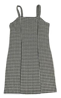 Čierno-bílo/světlešedé vzorované šaty so trblietkami PRIMARK
