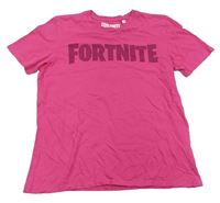 Tmavoružové tričko s nápisem - Fortnite