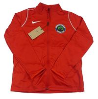 Červená funkční fotbalová propínací mikina se znakem Nike
