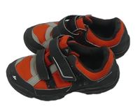 Černo-tmavooranžovo-šedé vzorované koženkovo/textilní outdoorové botasky Quechua vel. 29