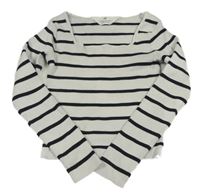 Světlešedo-černé pruhované žebrované crop mikinotriko H&M