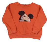 Tmavooranžová oversize mikina s Mickey a vreckom Next