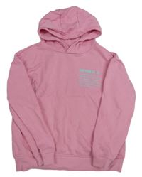 Růžová mikina s nápisy a kapucí PRIMARK