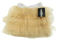 Nové - béžovo-strieborná trblietavá vrstvená tylová sukňa