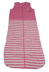 Růžovo-bílý pruhovaný froté zateplený spací pytel s lienkou impidimpi