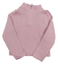 Světlerůžové žebrované mikinotriko s rolákom PRIMARK