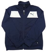 Tmavomordro-bílá propínací sportovní mikina s logem PUMA