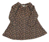 Čierne šaty s růžemi a volánikmi GAP