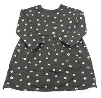 Tmavosivé teplákové šaty s kvetmi Nutmeg