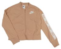 Pudrová propínací sportovní mikina s logy a pruhem Nike