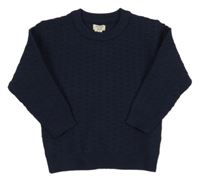 Tmavomodrý rebrovaný vzorovaný sveter RIVER ISLAND