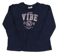 Tmavomodrá tunika s nápismi a číslom a jednorožcom YOUNG IDOLS