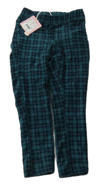 Nové - modrozeleno-tmavomodré kockované zamatové tregíny OVS