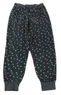Tmavošedé puntíkaté plyšové pyžamové kalhoty C&A