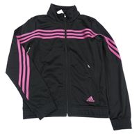 Černo-tmavorůžová thermo propínací mikina Adidas