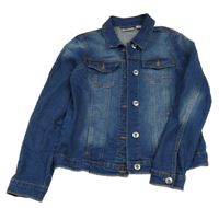 Tmavomodrá tepláková rifľová bunda s golierikom alive