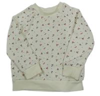 Smotanová bodkovaná á mikina s kvietkami PRIMARK