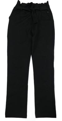 Čierne paper bag chino nohavice so zavazováním RETOUR