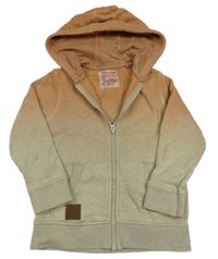 Světlešedo/oranžová melírovaná prepínaci mikina s nášivkou a kapucňou Tu