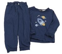 Tmavomodré pyžamo s raketou a planetami H&M