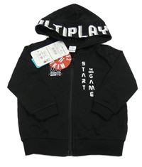 Nové - čierna prepínaci mikina s nápismi a číslom a kapucňou LC WaIKIKI