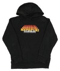 Černá mikina s logy a kapsou a kapucí Napapijri