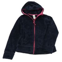 Tmavomodrá plyšová funkční bunda s logem a kapucí Quechua