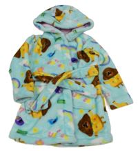 Světlemodrý plyšový župan s Hej, Hafí! a kapucí