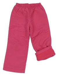 Tmavorůžové šusťákové podšité kalhoty 