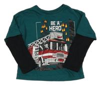 Smaragdovo-černé triko s hasiči dopodopo