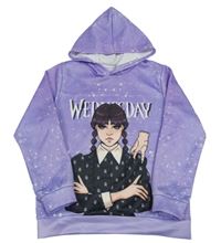 Fialová mikina s Wednesday a kapucňou