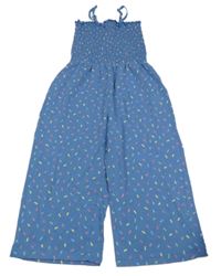 Modrý vzorovaný nohavicový culottes overal Tchibo