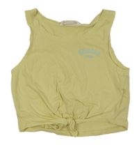 Svetložltý crop top s nápismi a uzlom H&M