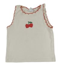 Bielo-červený rebrovaný crop top s třešničkami ZARA